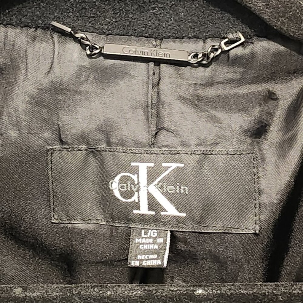 Vintage Calvin Klein Women's Angora Rabbit Hair & Wool Pea Coat Size L - Picture 7 of 13